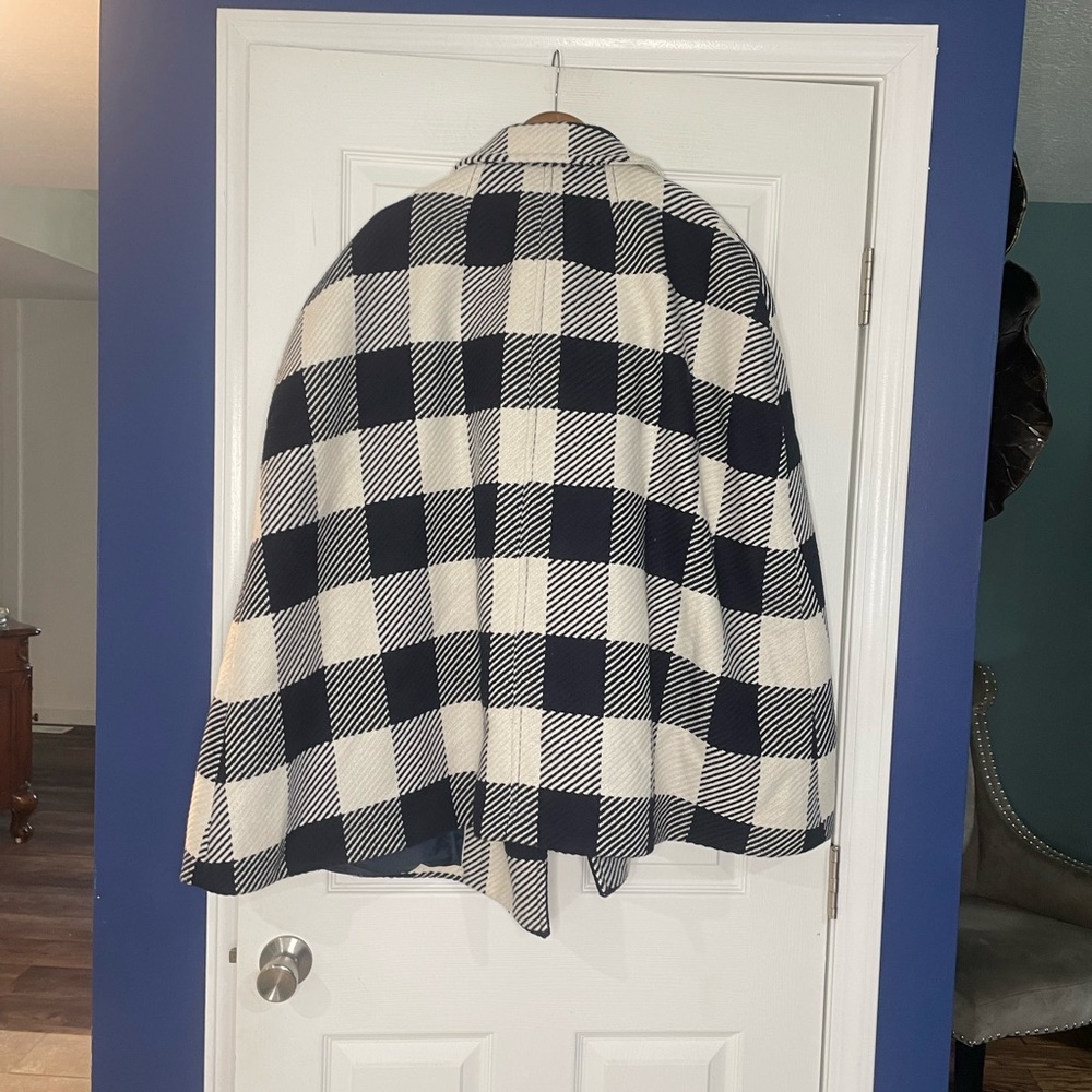 Talbots wool blend buffalo check cape - 2X/3X - Picture 3 of 5
